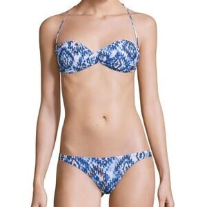 Melissa Odabash Martinique Blue Print Bandeau Bikini size Large